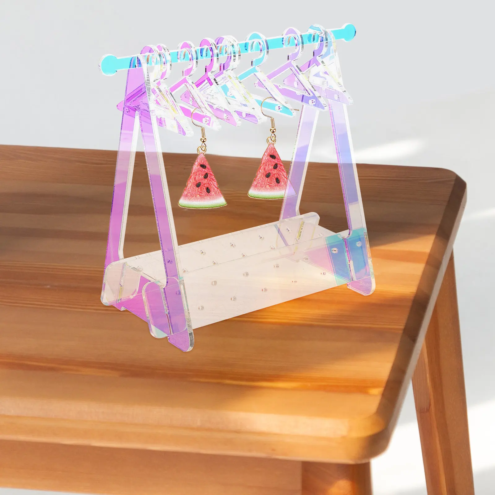 

1Set Acrylic Jewelry Display Stand Earring Holder Necklace Organizer Desktop Jewelry Rack for Home Store Decorative Earring