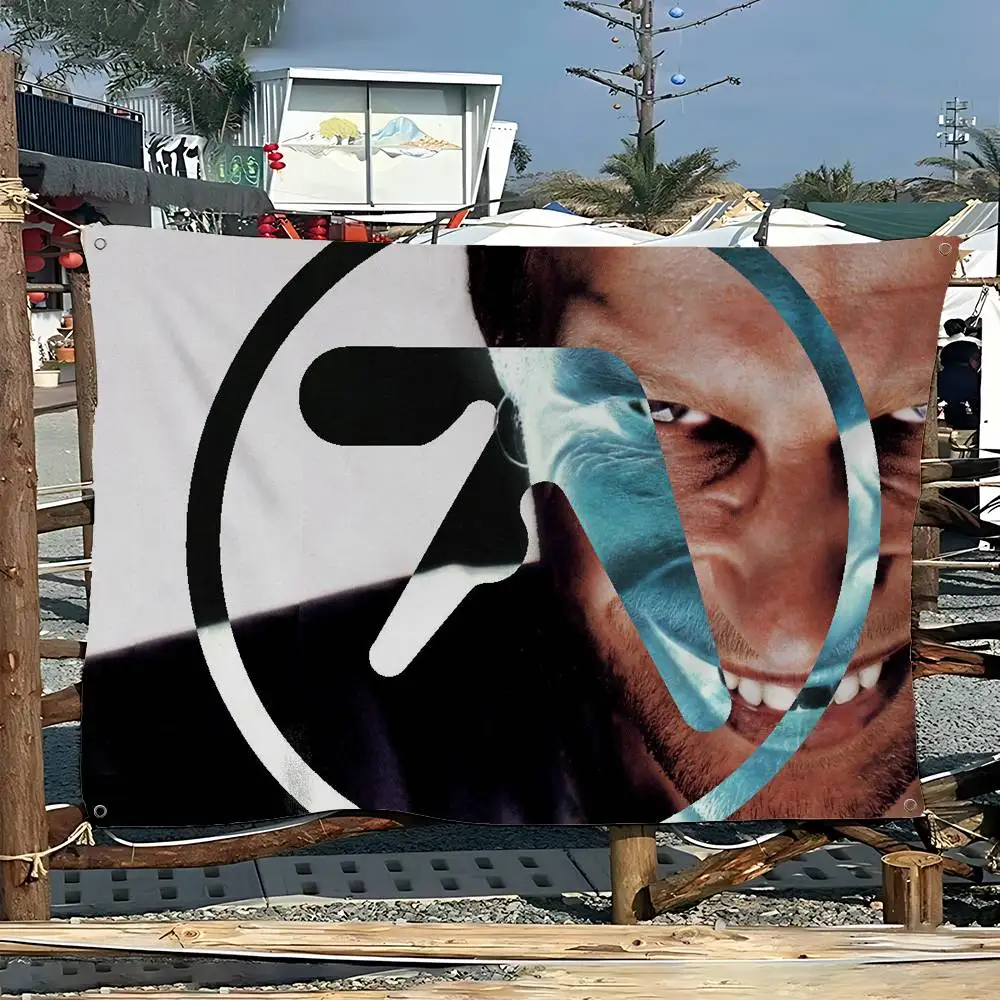 Aphex Twin Cartoon Flag Art Science Fiction Room Home Decor Wall Hanging Home Decor Banner