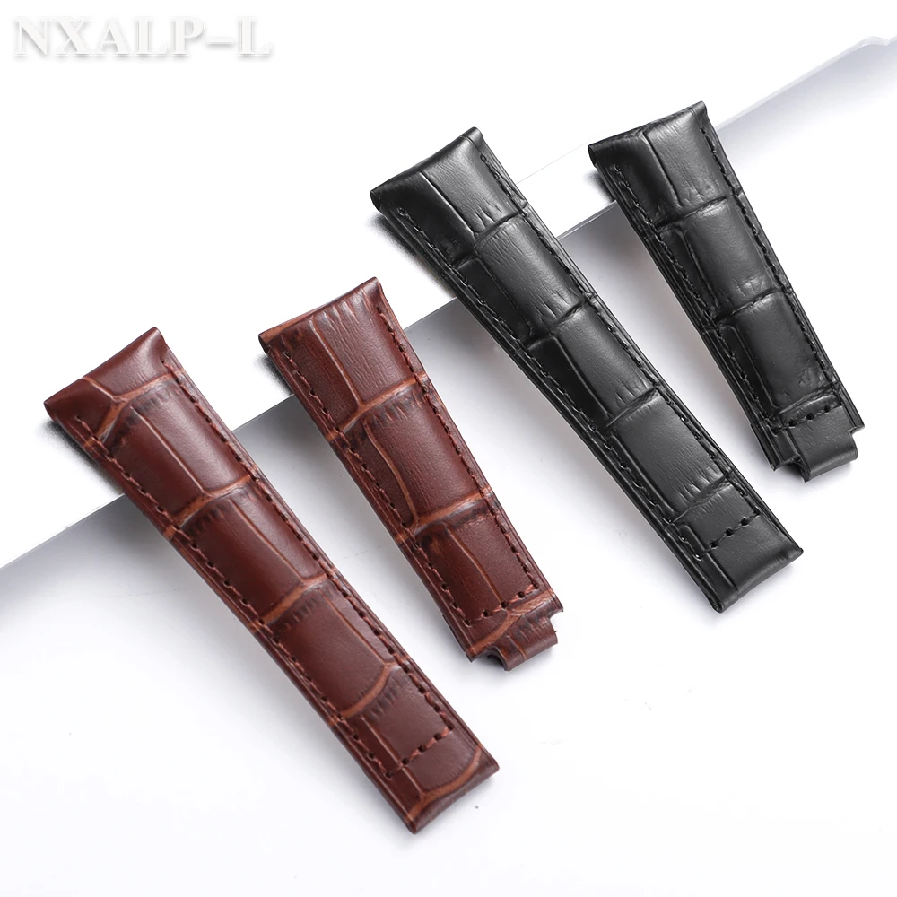 حزام ساعة من جلد العجل 20 ملم لسلسلة رولكس ووتر جوست لـ SUBMARINER Yacht-Master DAYTONA GMT أربطة ساعات جلدية للرجال 9x16 ملم