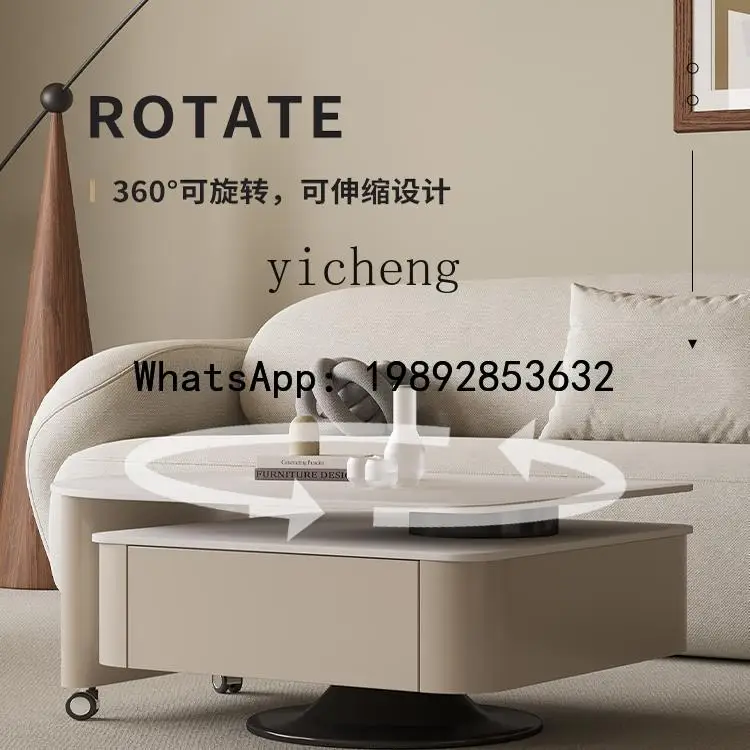 مزيج طاولة القهوة BB كريم الرياح الصخرية مع عجلات للاستخدام المنزلي، إحساس بسيط ومتقدم، قابل للسحب #3