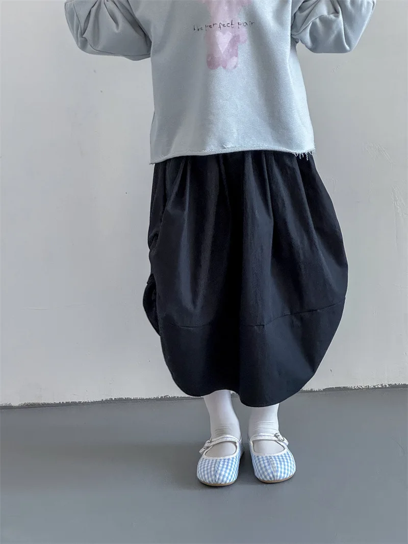 

Girl Skirt Autumn 2024 New Black Loose Lovely Casual Simple Fashion Sweet Korean Active Vintage Princess Trend Cute Soft Comfort