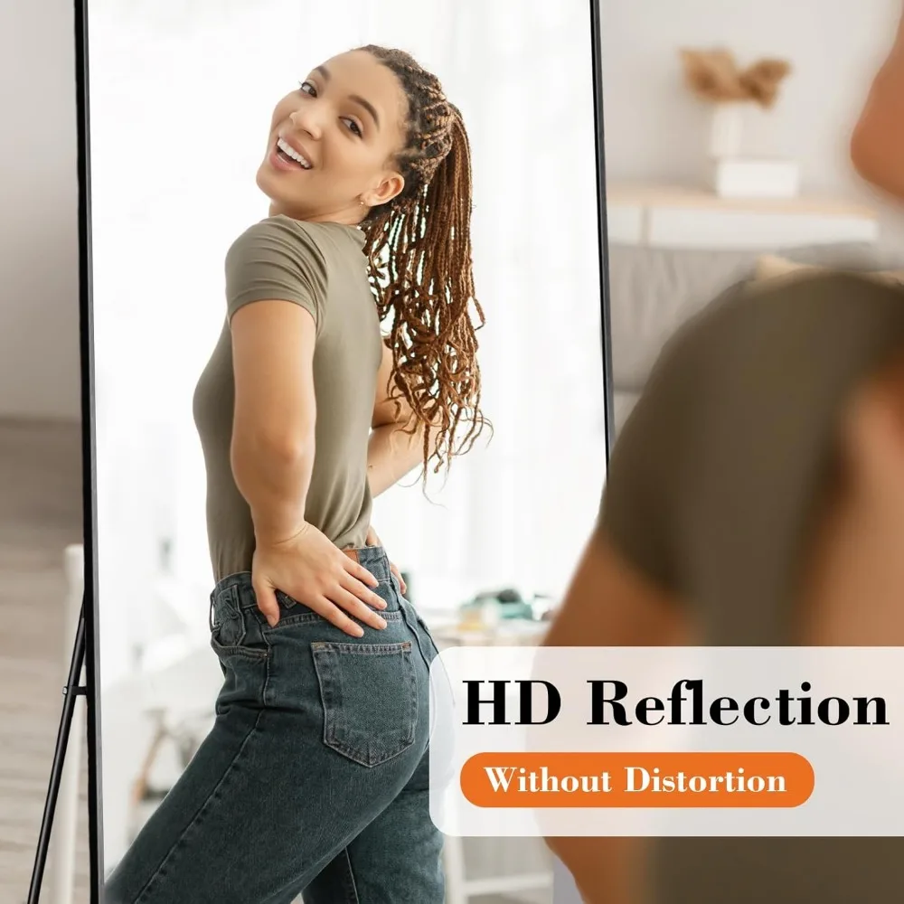 กระจกตั้งพื้นแบบเต็มตัว โครงอะลูมิเนียม ขนาด 64x21 นิ้ว สำหรับห้องนอน ตกแต่งบ้านสไตล์โมเดิร์นเรียบง่าย ตัวเลือกแบบแขวนหรือวางพิง