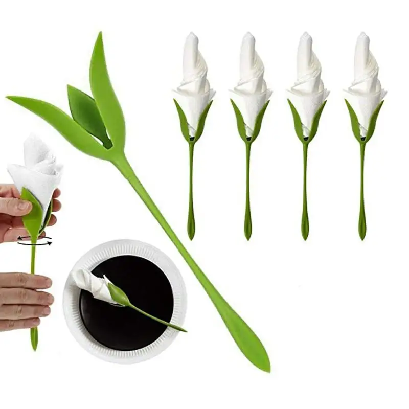 10Pc Elegant Floral Napkin Holders-Suitable For Wedding Parties Daily Table Centerpieces Decorations-Fashionable Napkin Holders