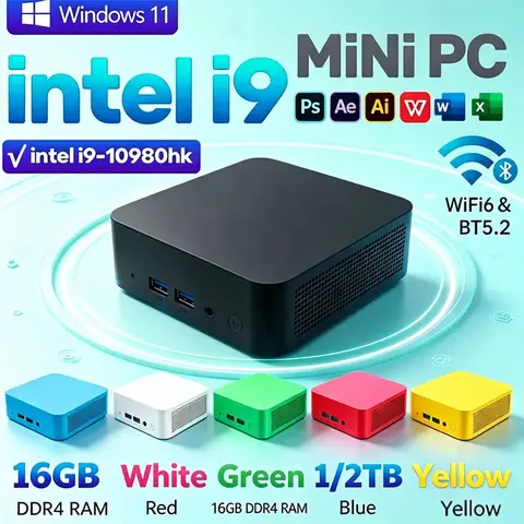 Windows 11 Intel I9 Mini PC 10th Gen 10980HK 16GB DDR4 2048GB SSD WiFi 6 BT5.2 Gaming Mini Host - Compact High-Performance Deskt