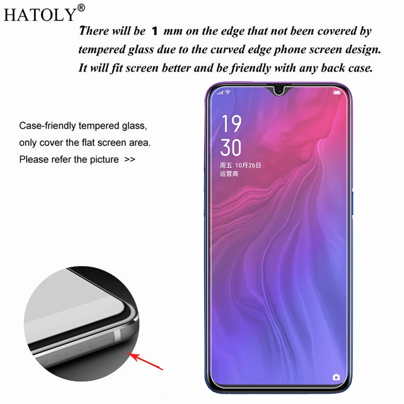 2PCS OPPO Reno Z Glass OPPO Reno Z Tempered Glass Film HD Protective Full Glue Hard Phone Screen Protector Glass for OPPO Reno Z