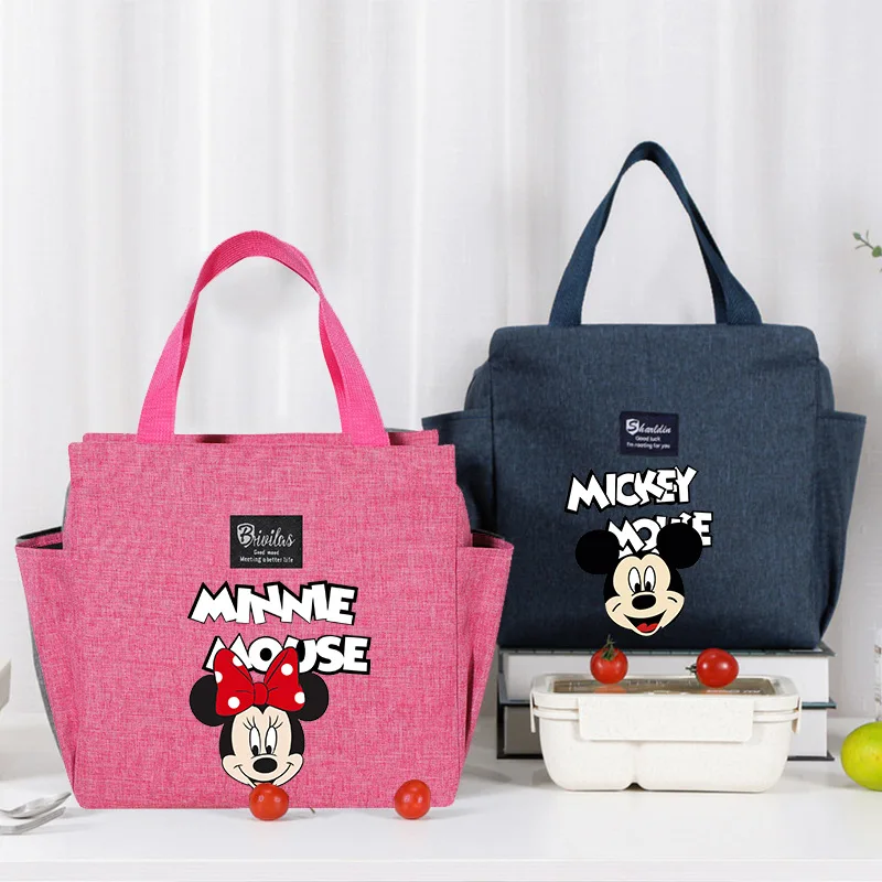 

Disney Mickey Mouse Lunch Bag Cute Minnie Large Capacity Cooler Fresh Cooler Pouc Portable Zipper Thermal Camping Picnic HandBag
