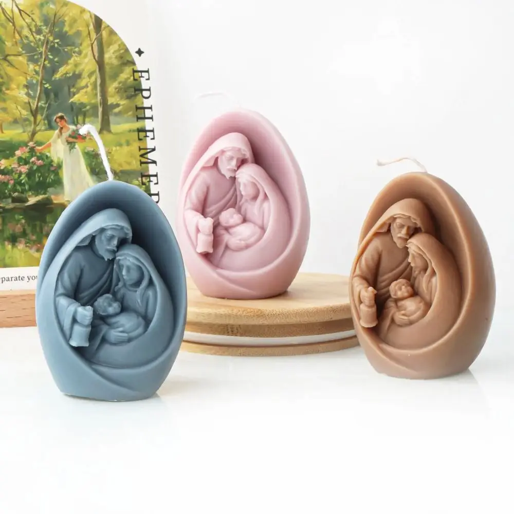 Catholic Holy Family Candle Mold Jesus Virgin Mary Figurine Silicone Mould Handmade 3D Gift Christmas Home Decoration DIY Molds