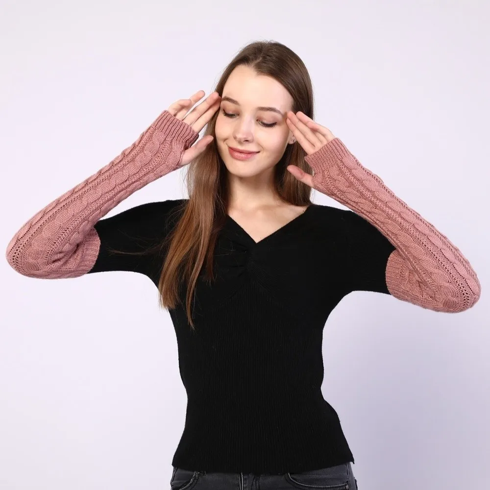 Gothic Solid Color Fingerless Gloves Long Black Hand Warmer Mittens Arm Sleeve Over Elbow Gloves Girls