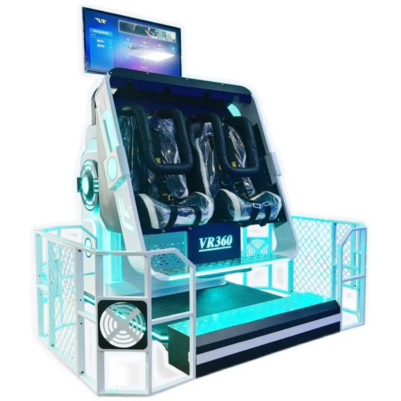 Indoor game hall, large VR double person 360 degree rotating dynamic cinema, virtual reality VR experience hall,