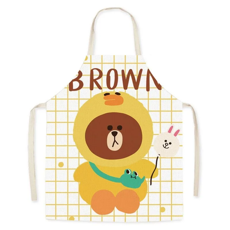 Simple cute cartoon bear apron adult kitchen cleaning oil-proof bib restaurant cooking baking sleeveless apron