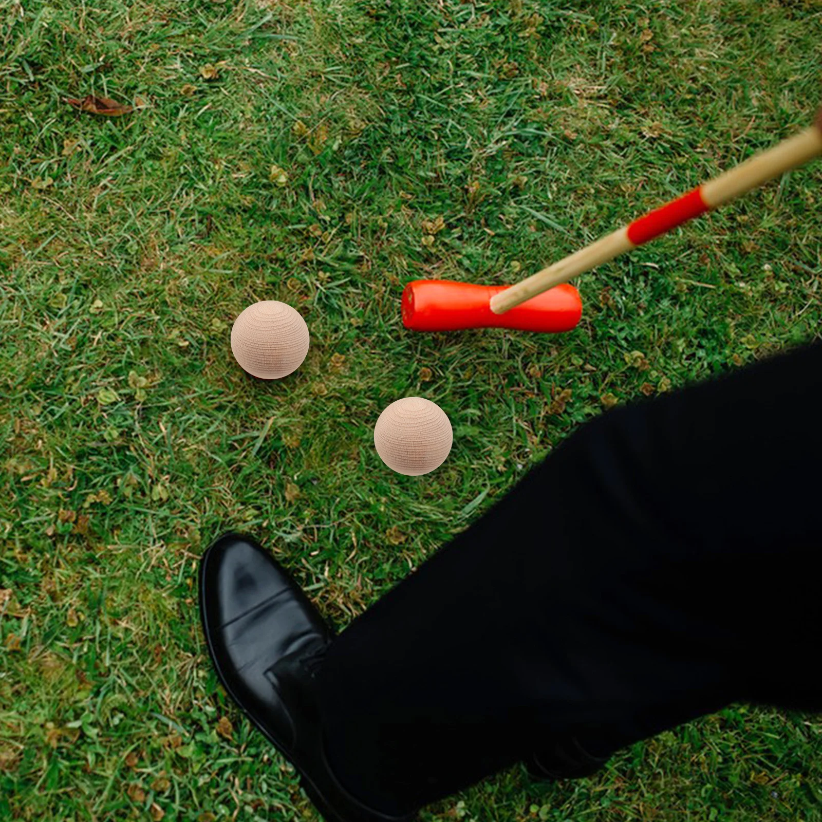 

3Pcs Wooden Bocce Golf Balls Beech Wood Outdoor Lawn Game Set for Family Recreation Rolling Ball Fun