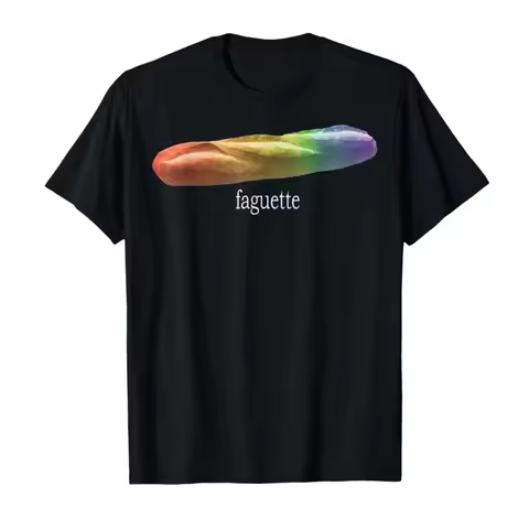 Funny Baguette Faguette LGBT Pride Month T-Shirt 100% Cotton T Shirts Short Sleeve Tops P352