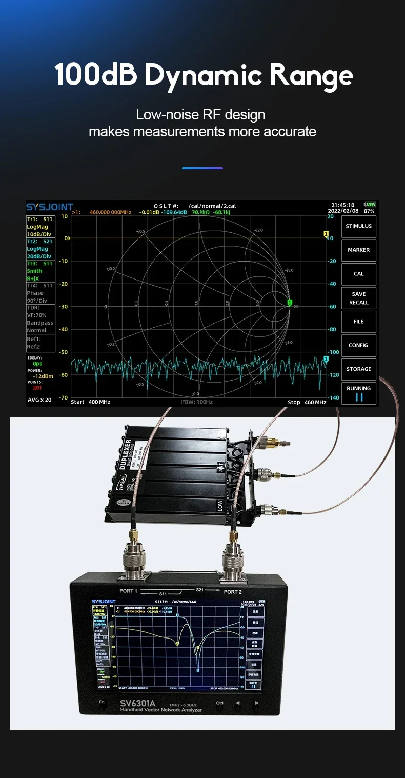 SV6301A Antena analisadora de rede vetorial de 7 polegadas 6,3 GHz HF VHF UHF