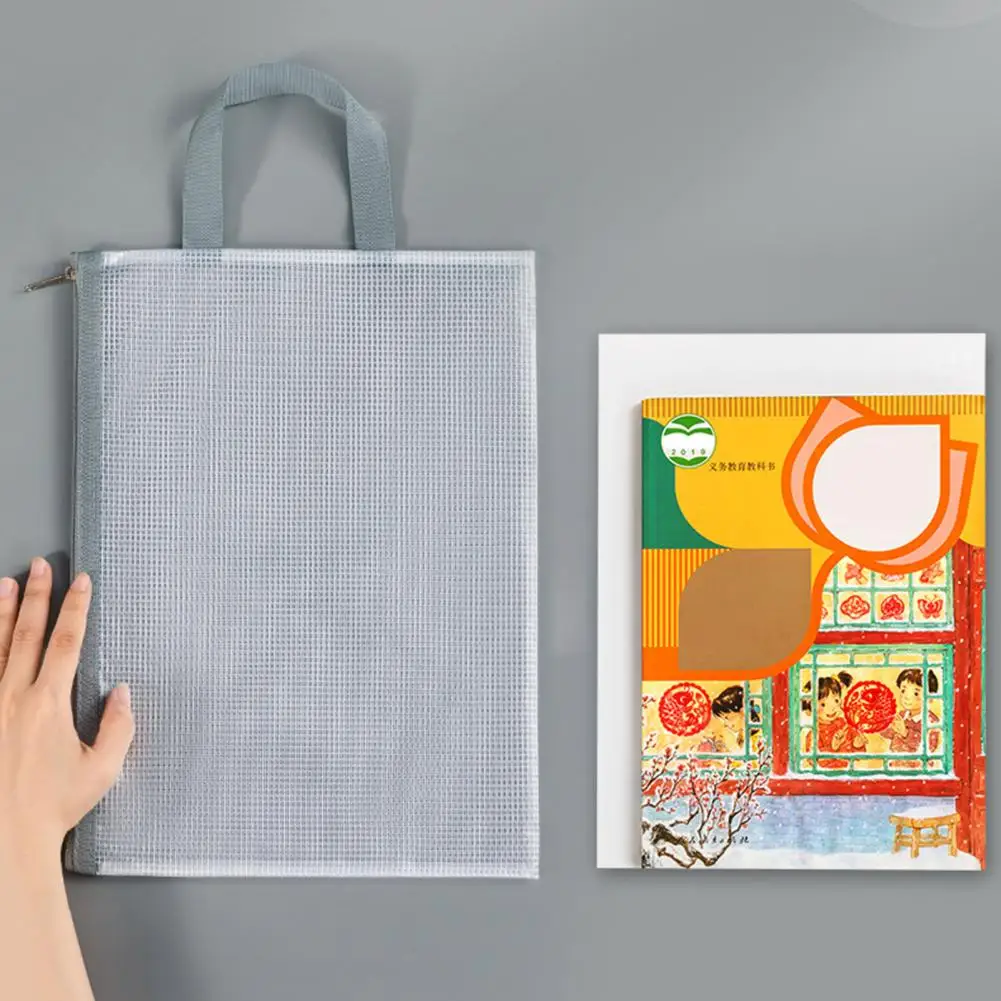 

File Folder A4 Size Mesh Zipper Pouch for A4 Documents Waterproof File Bag for Office School Travel Organization Transparent