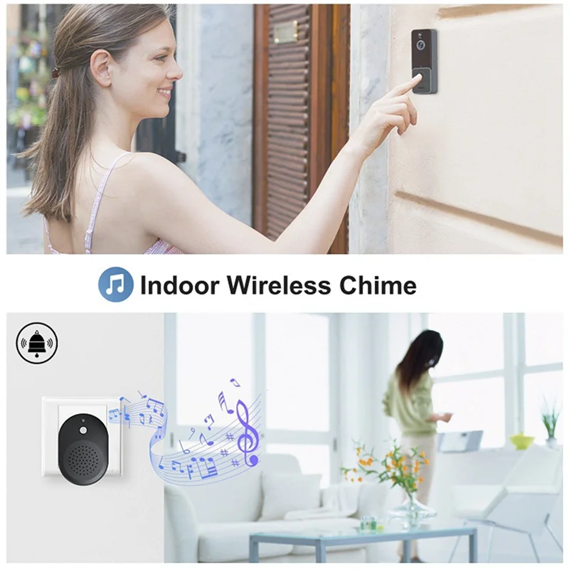 AS95-Wireless wi fi vídeo campainha câmera pir detecção humana armazenamento em nuvem ao ar livre campainha da porta intercom casa inteligente (com) fácil de u