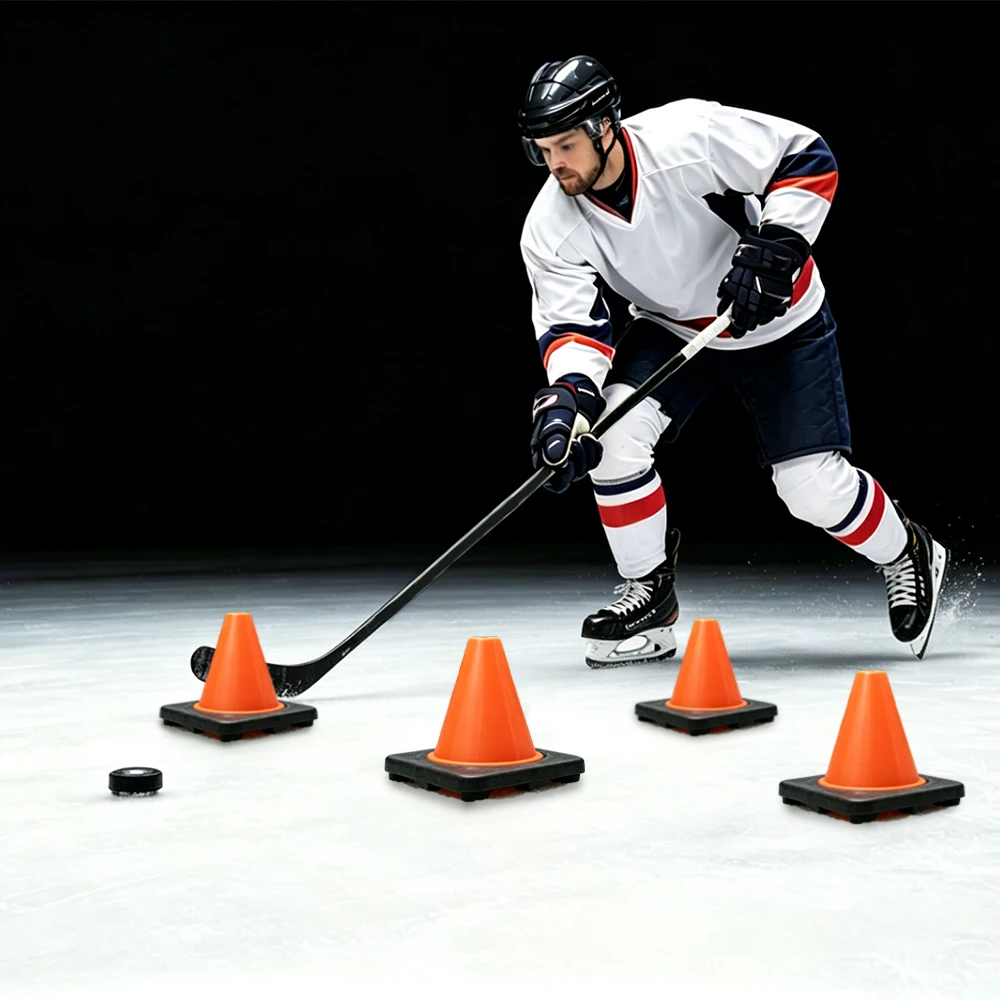4pcs Ice Hockey Weighted Pylons Ice Skating Obstacle Roller Marking Training Road Cone Roller For Football Soccer Training