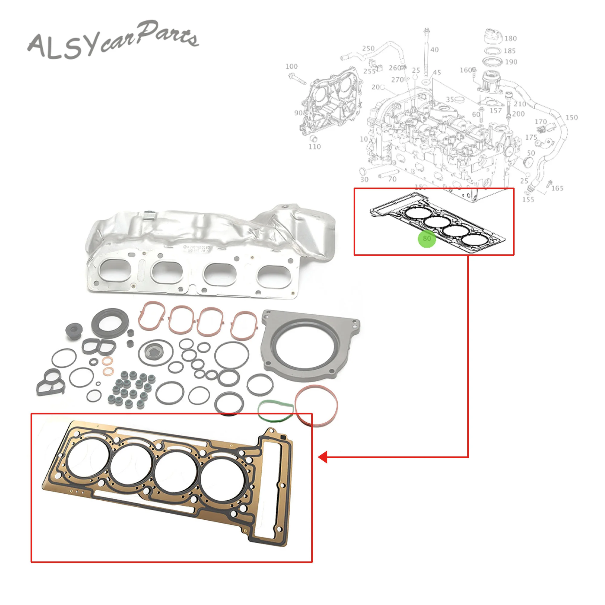 2.0LEngine Repair Piston Enlargement 0.50mm Gasket BearingTiming Kit 4 PieceSet 2700503500 ForBENZ A-B W176 W246/242 C/X117 X156