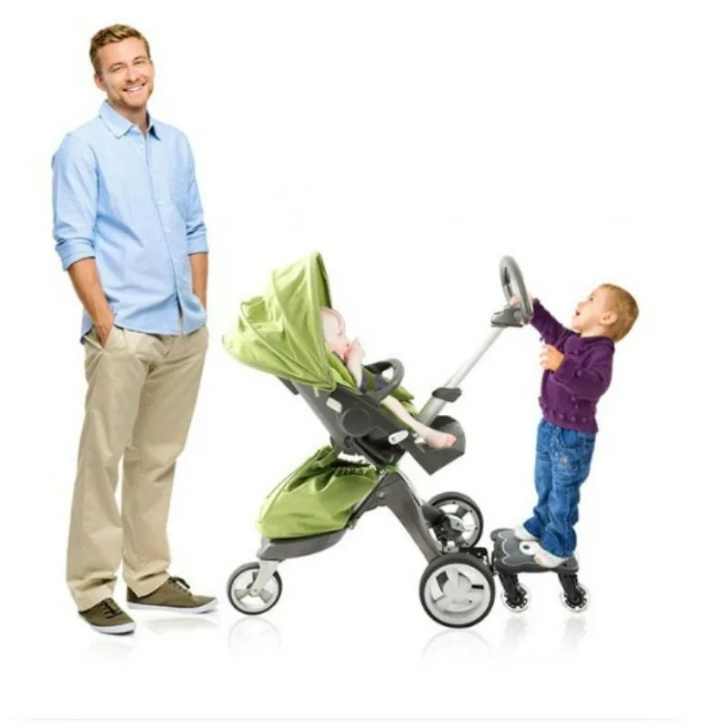 Stroller Cart Auxiliary Peda Seat Two Child Travel Pedal Standing Board Hanging Stroller Trailer Stroller Auxiliary Chairs