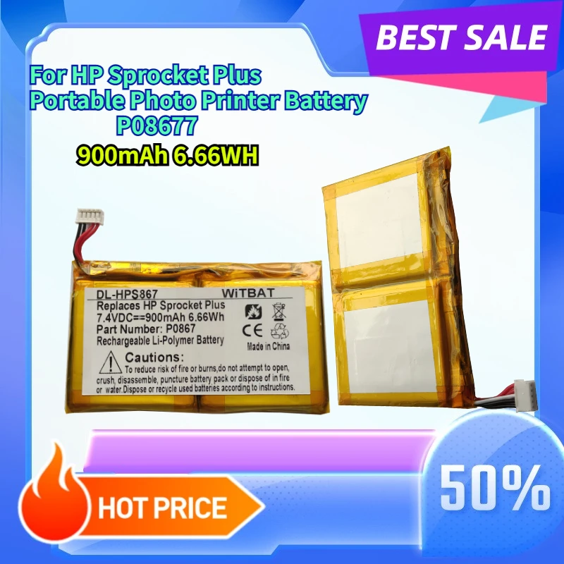 

High quality 900mAh 6.66WH Compatible with HP Sprocket Plus Portable Photo Printer Battery P08677