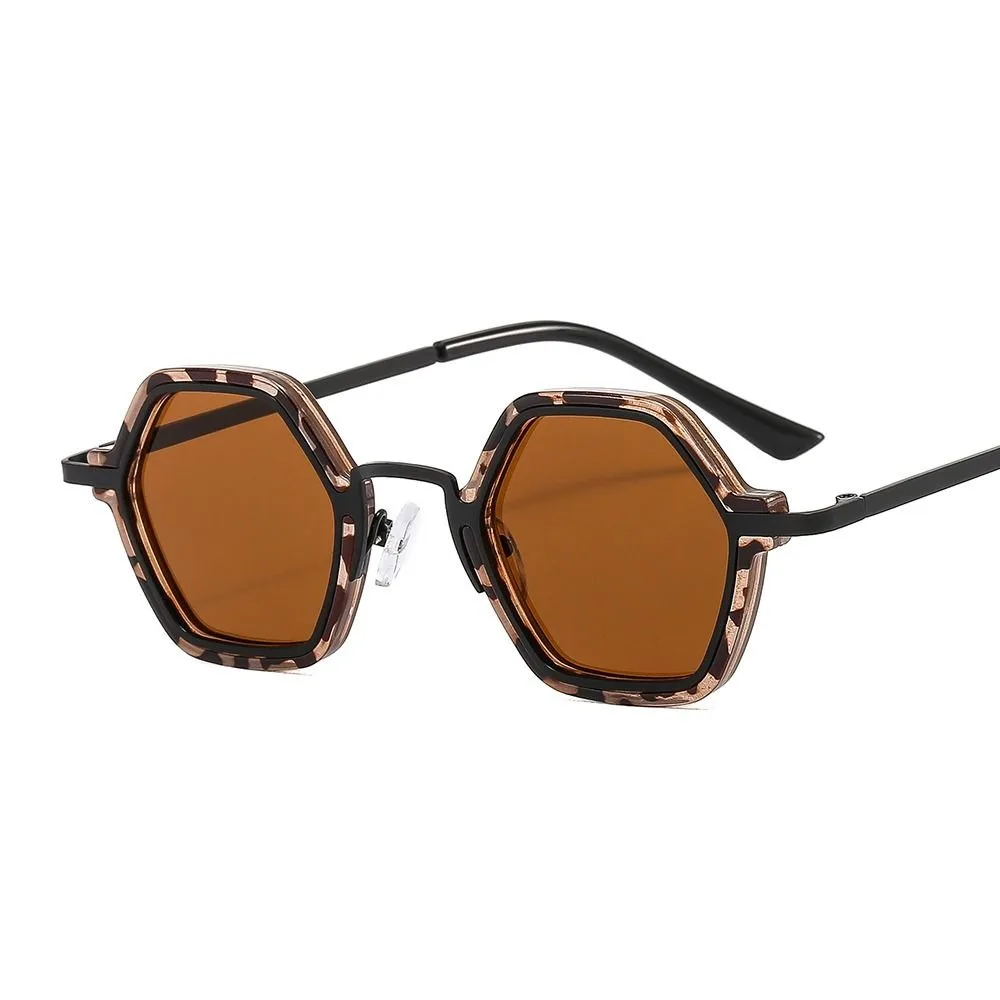 Fashion Polygon Sun Glasses Metal Sunglasses Small Frame Square Sunglasses for Men Women UV Protection Shades Cycling Eyewear