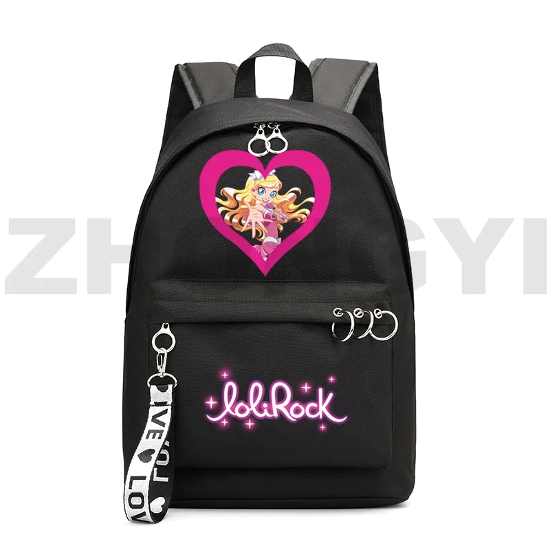 Cartoon LoliRock Hip Hop plecaki piękne dziewczyny LoliRockstar muzyka Mochila Zipper moda wykonawczy plecak kobiety dzieci Bookbags