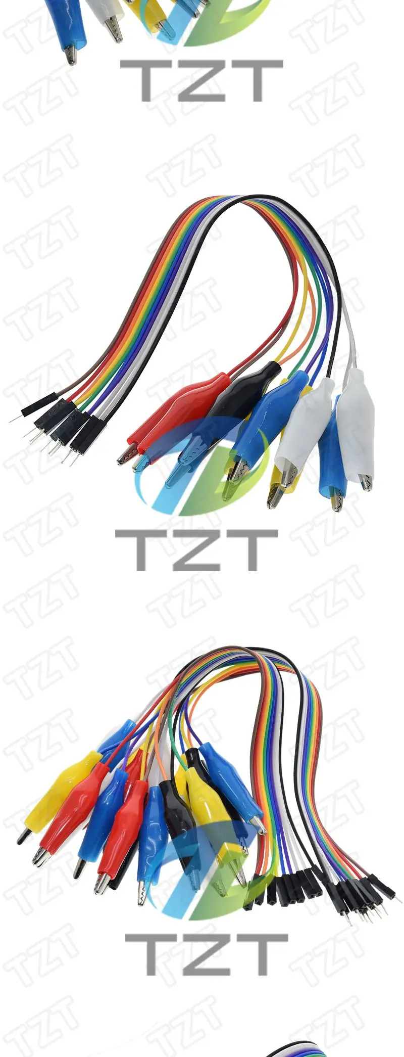 TZT 20 cm 30 cm 10 Pin Doppelend-Krokodilklemmen Sprungdraht Männlich Weiblich Krokodilklemme Messleitung Überbrückungsdraht Leitung Kabelverbindung – Detail 7