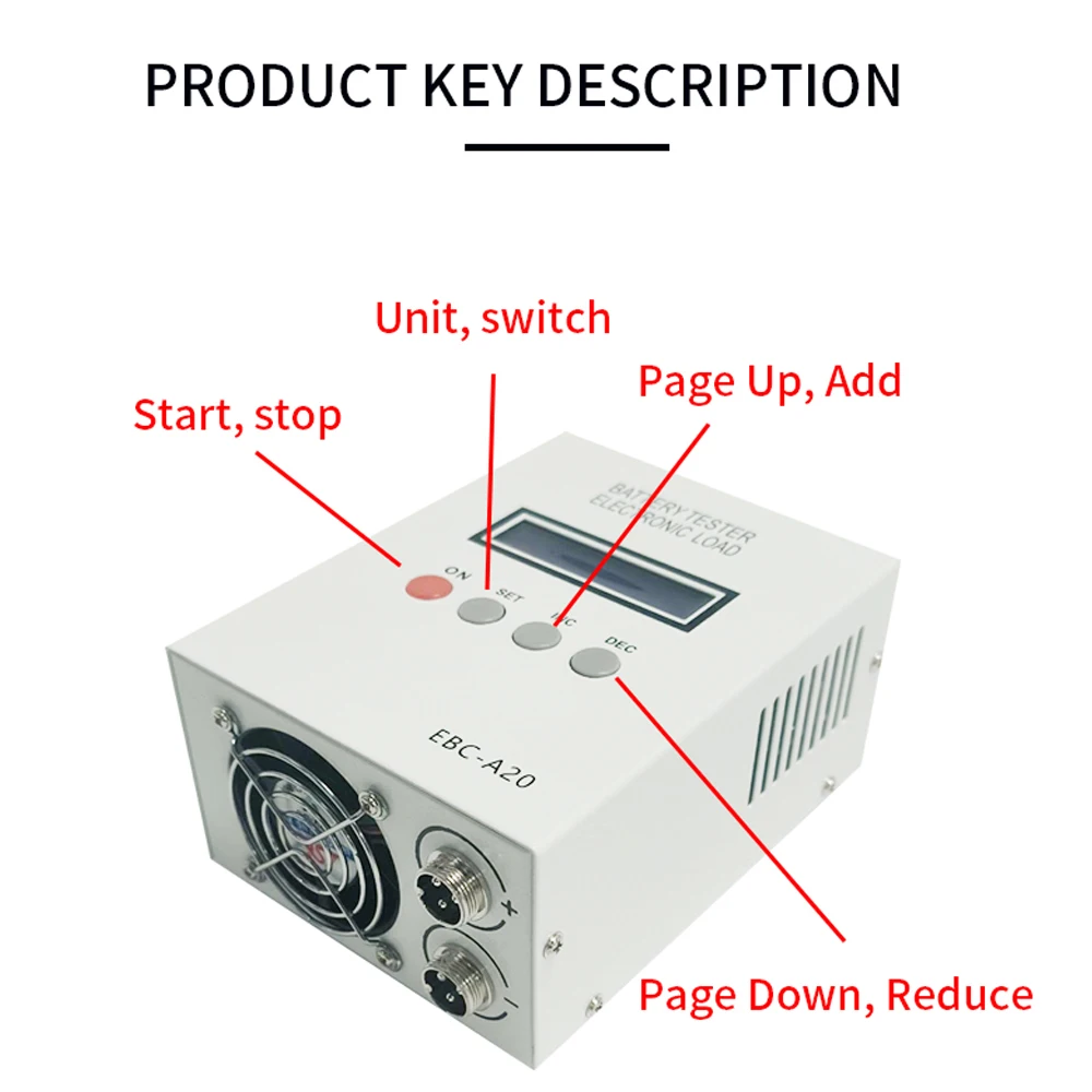 EBC-A20 Battery Tester Electronic Battery Capacity Teste Digital LCD High Power Internal Resistance Testing Meter for Battery