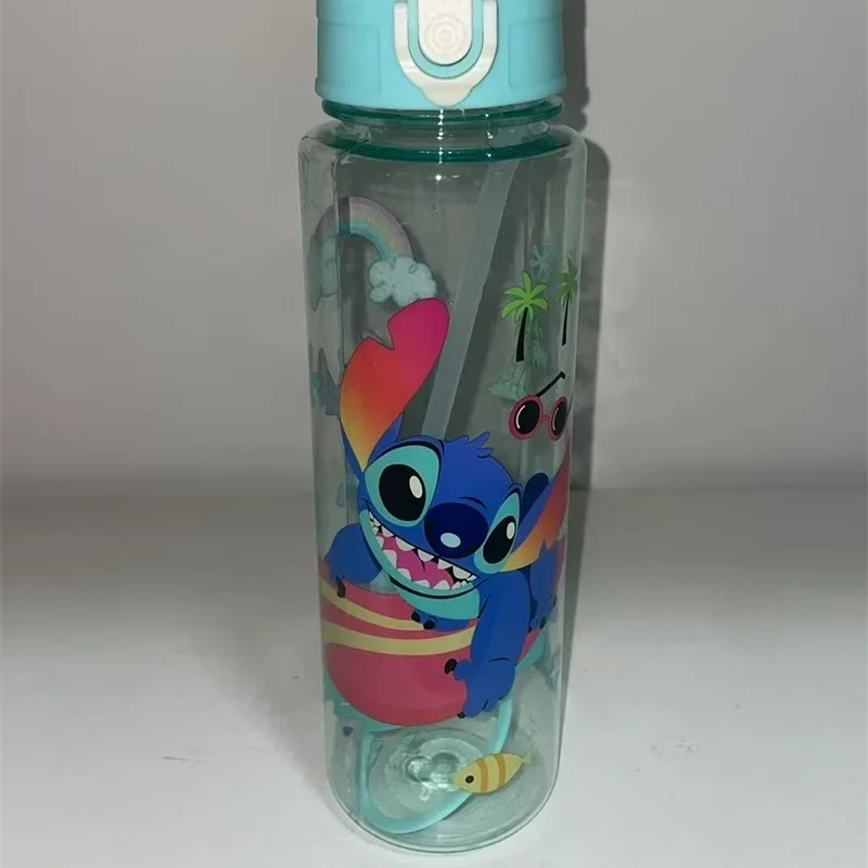 700ML 스티치 엔젤 만화 캐릭터 물병 회색 파란색 휴대용 플라스틱 대용량 만화 캐릭터 투명 컵 야외 스포츠 물병