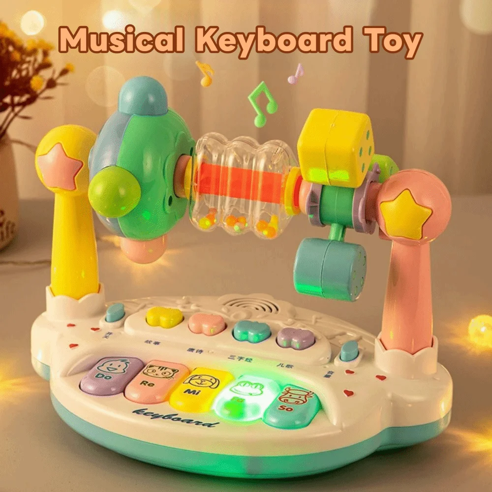 

Interactive Baby Music Piano Toy Rotating Bell Animals Sounding Rotating Music Piano with Light Sound Electric Flashing