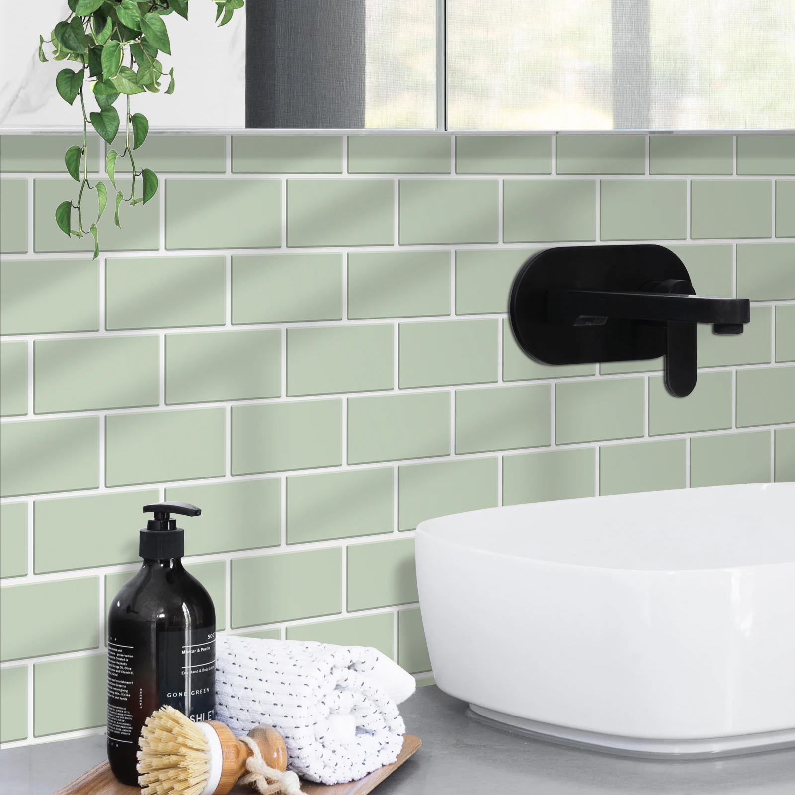 Stick on Wall 3D Wallpaper Peel and Stick 5pcs Subway Design Wall Tile Sticker Thicker Backsplash for Kitchen RV Room Decor