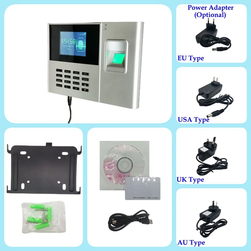 Time System Fingerprint Time And Attendance Machine System Wifi 2000Mah Battery Durable US Plug