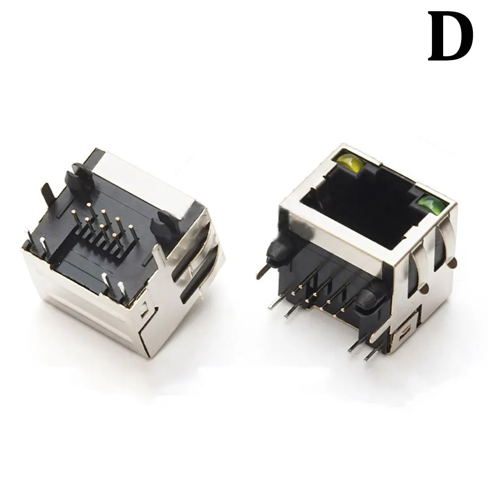 2PCS Metal RJ45 Shield Network Jack 8 Pin PCB SMT/horizontal/vertical Board Female Socket Connector 8P8C