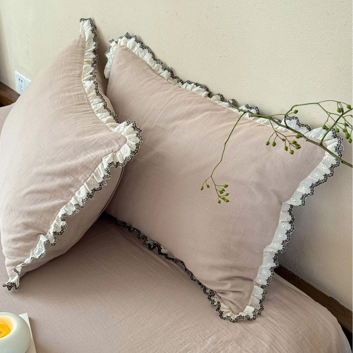Romantic Princess Ruffle Lace Pillow Case Home Wedding Decoration Bedding Pillowcases Cotton Gauze Pillow Cover Body Pillow Sham