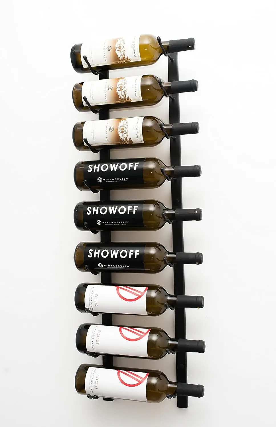 W Series 3-Foot Wall Mounted Wine Rack | Iconic Original Label-Forward Metal Holder | Modern Modular Steel Racking, Customized