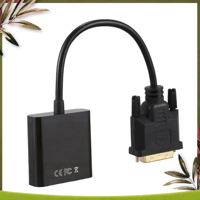 Kabel Adaptor DVI ke VGA ABDW-5X 1080P, Kabel DVI-D ke VGA 24+1 25 Pin DVI Male ke 15 Pin VGA Female Converter untuk Display