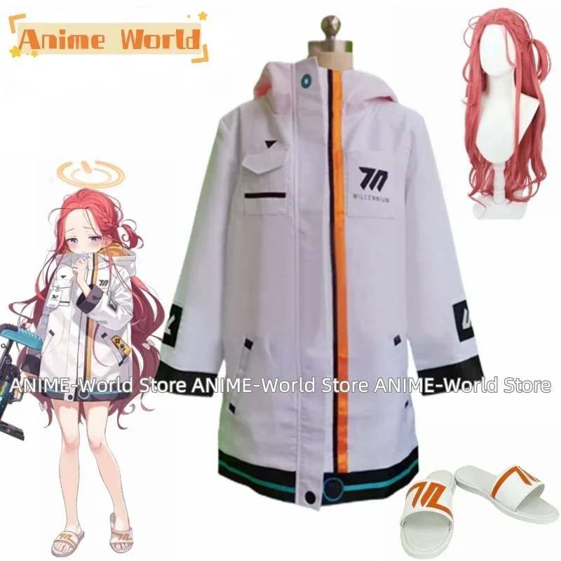 

《Нестандартный размер》Аниме Синий Архив Ханаока Юдзу Игровой Костюм Прекрасное Пальто Униформа Косплей Костюм Хэллоуин Парик Туфли