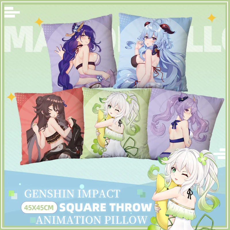 Anime Square Pillow Genshin Impact Series Cosplay Plush Toy Pillows Living Room Home Sofa Decors 45*45 CM