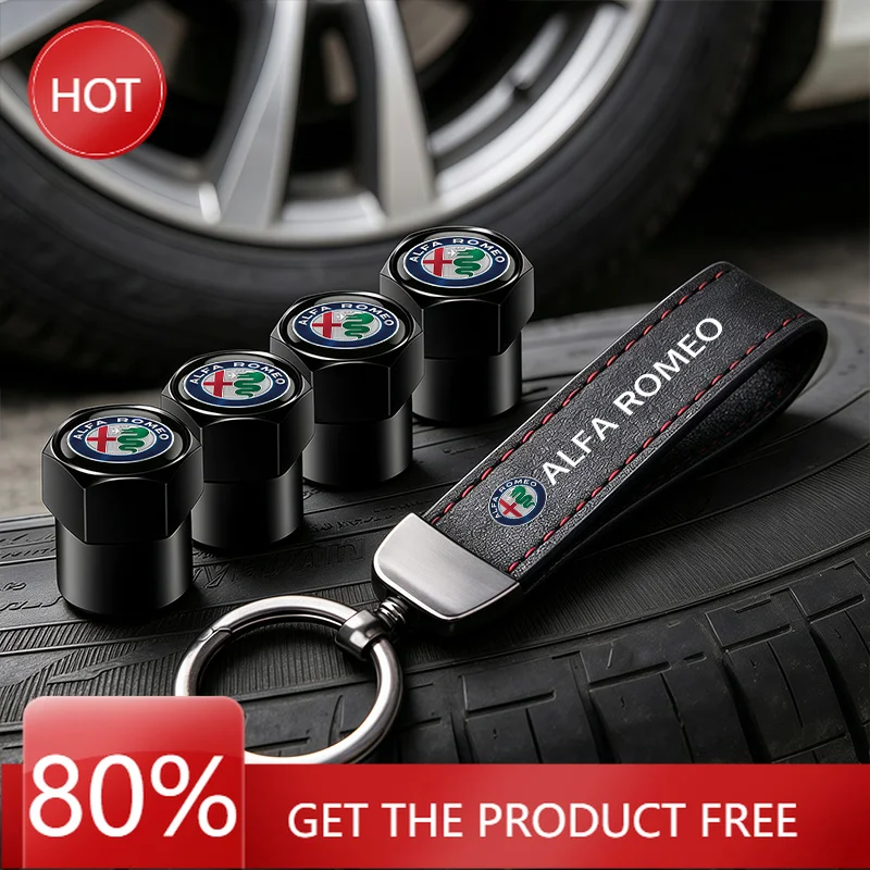 Hub Caps Car Tire Wheel Valve Caps Cover/Car Key Chain Ring Keychain For Alfa Romeo Giulia Stelvio Junior Giulietta Mito 4C Spid