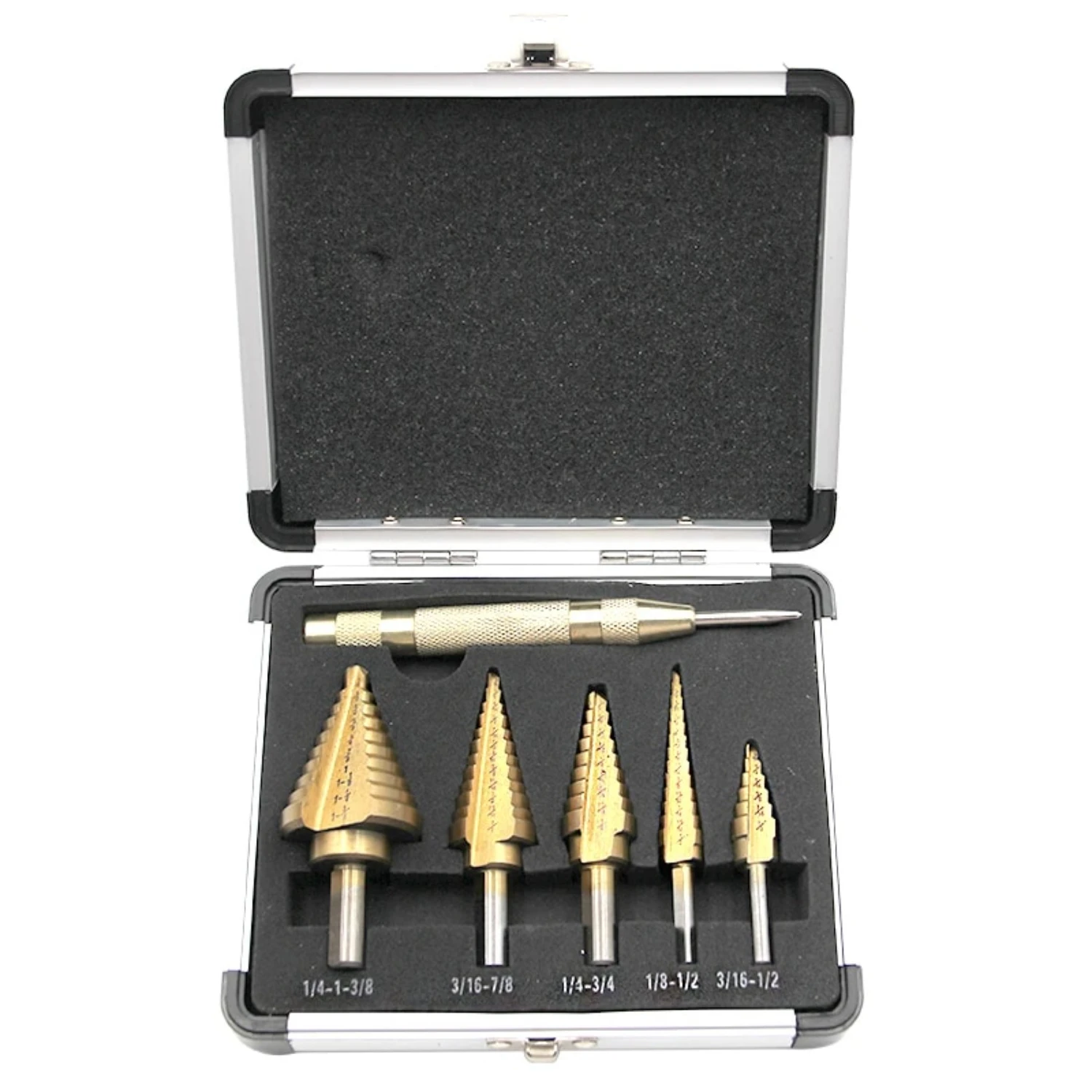 High-Quality British Plated 6pc Straight Slot Ladder Drill Center Punch Hole Position Drill Tool Set with Triangular Handle in S