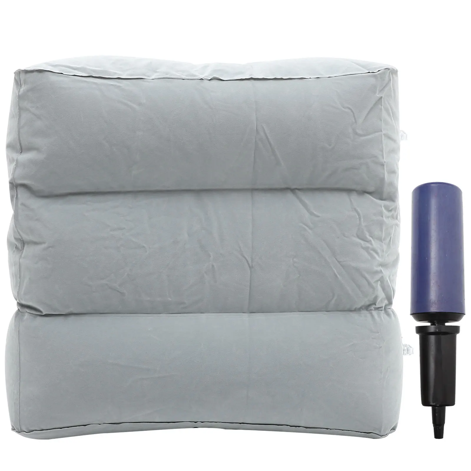 

Inflatable Foot Rest Pillow Three Adjustable Height Travel Leg Support Cushion Foot Stool for Flight Train Grey