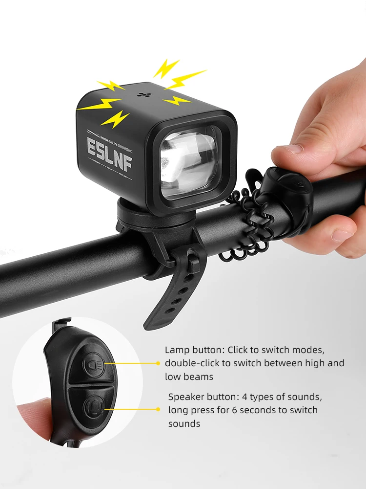 AliExpress NONE Remote Control Bike Light with Electric Horn 2400mAh Rechargeable Waterproof High Lumens Hanging Mountable Road MTB Accessories