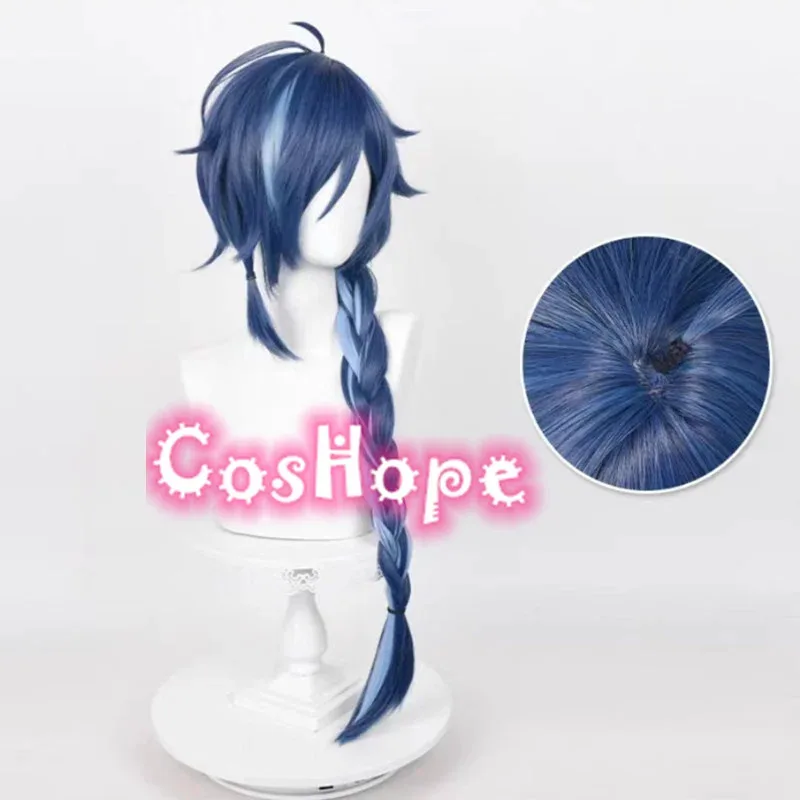 Dd12Kaeya nueva piel 85 cm de largo peluca azul tinta Anime Cosplay pelucas sintéticas resistentes al calor