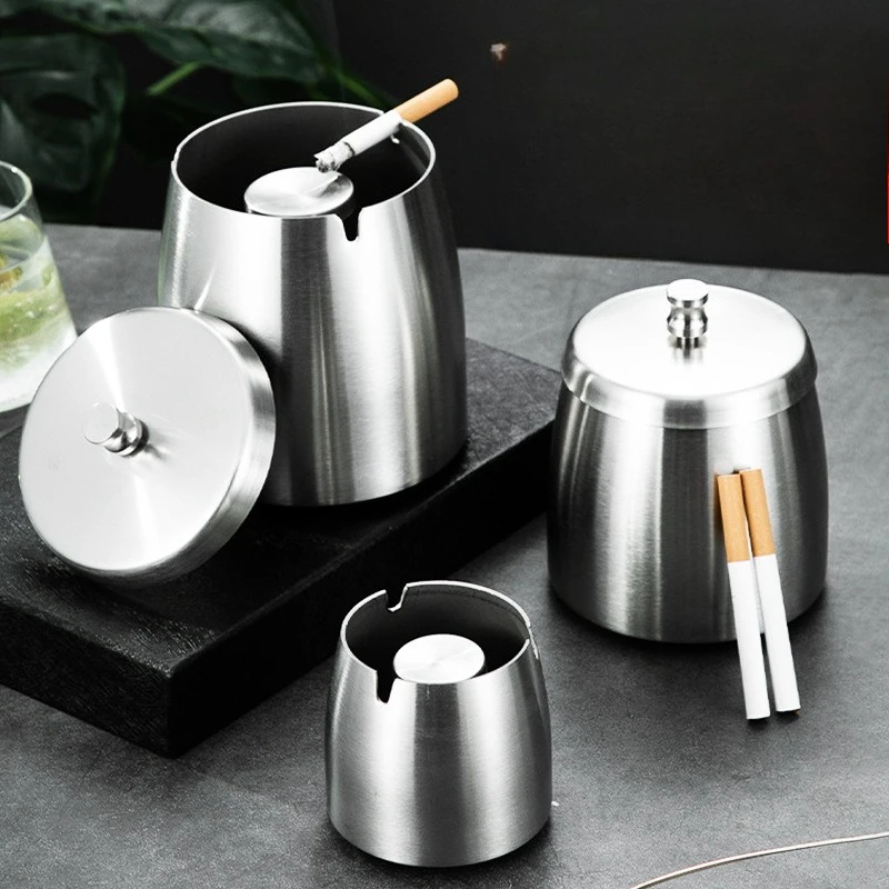 

1 шт., пепельница из нержавеющей стали с крышкой для сигарет, ветрозащитная уличная пепельница для сигар, настольный держатель для курительного пепла, аксессуары