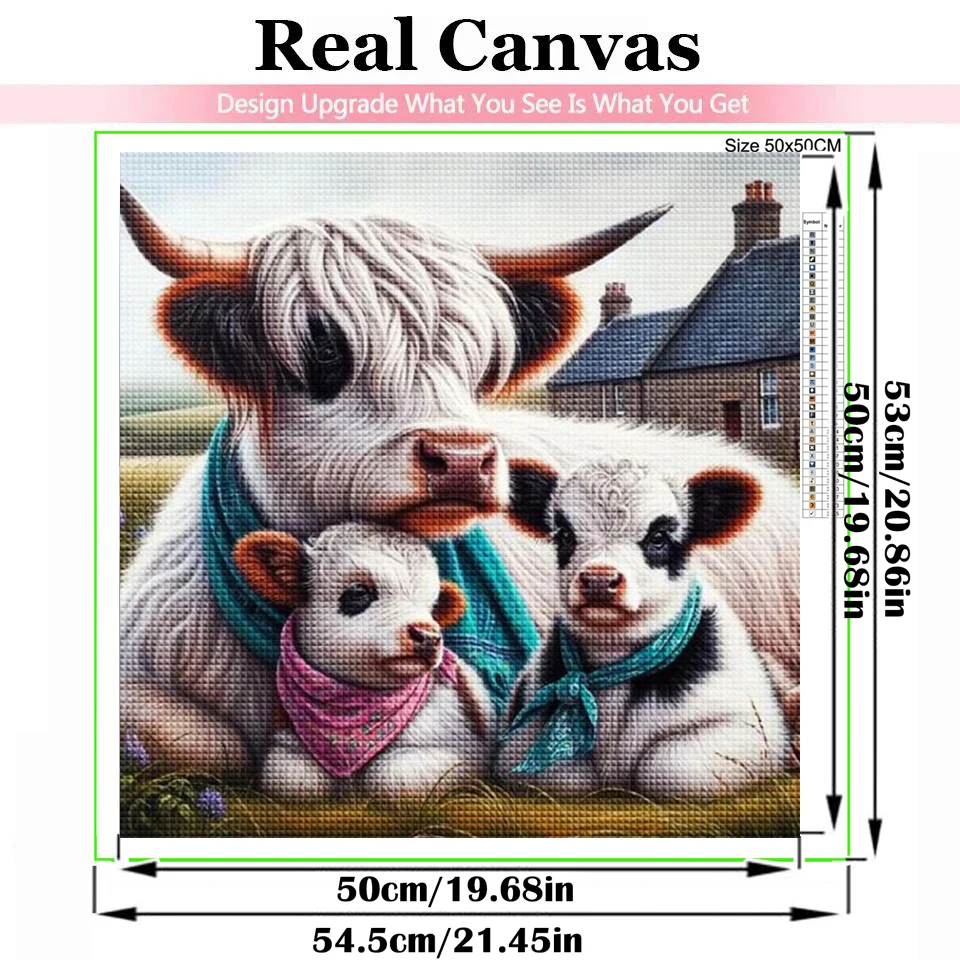 Highland Cattle Family Diamond Painting Diy Jewelry Cross Stitch Full Square Round Diamond Mosaic Rhinestones Christmas Decor