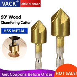 VACK 3Pcs 6pcs HSS Chamfer Drill Bit Set Countersink Chamfer Drill 1/4