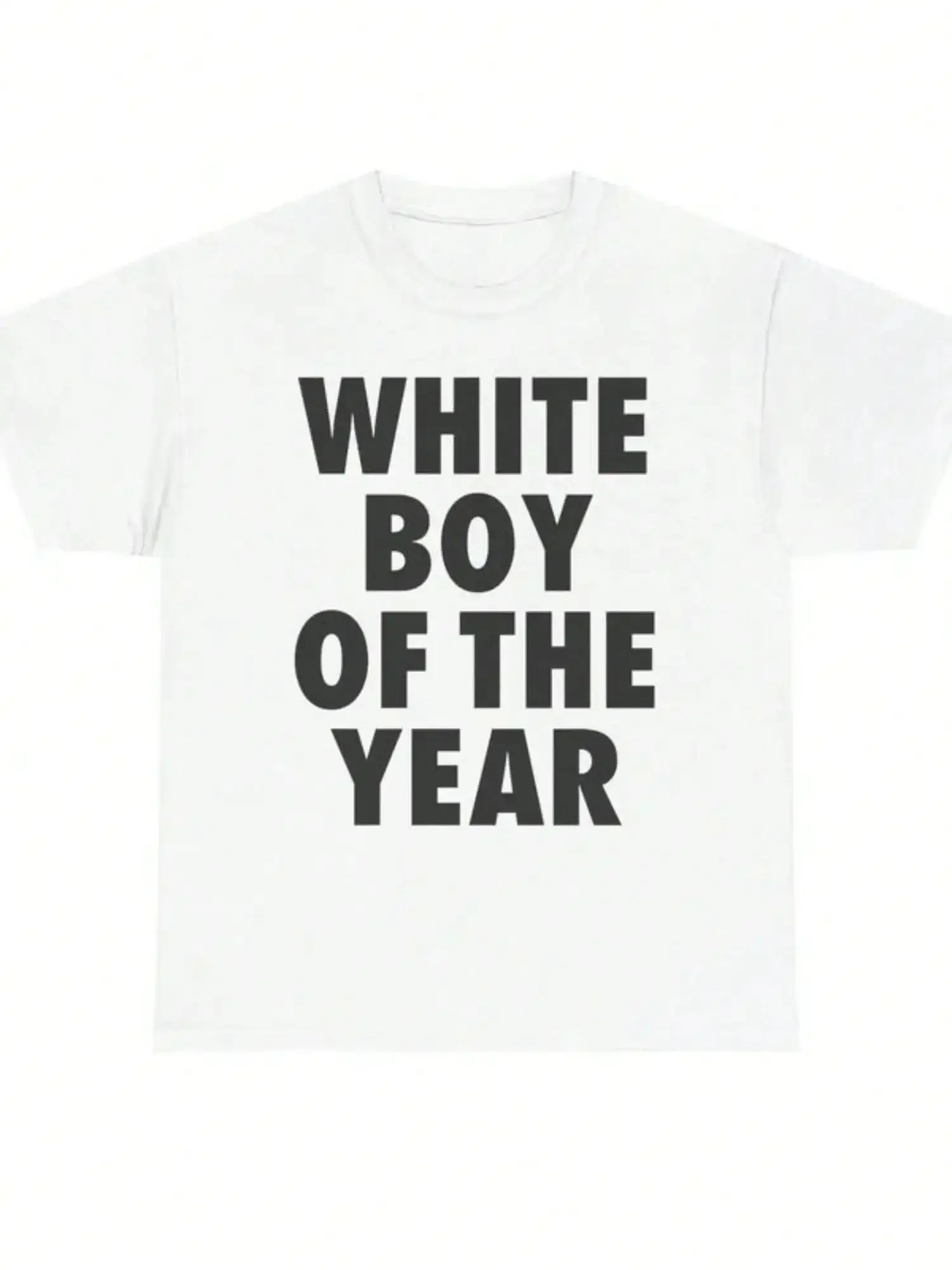 

WHITE BOY OF THE YEAR T Shirts Cotton Print Short Sleeve T-shirt Retro Casual Streetwear Vintage Tee Fashion Loose Top UnisexY2K