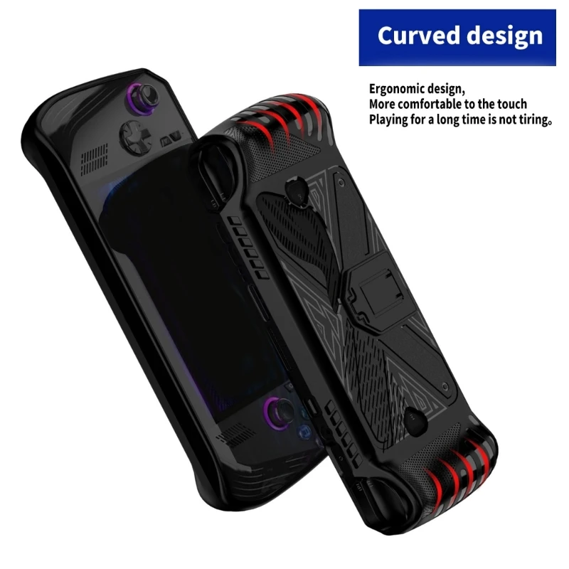 ADWE Game Console Cover Protective Case Shell for ROG with Foldable Stand Gamepad Shockproof Flexible Skin Housing