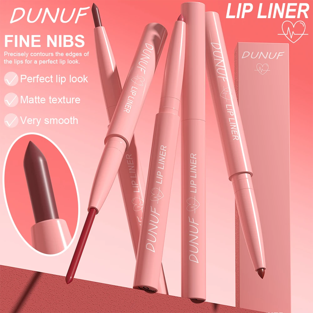 DUNUF 12 สีง่ายต่อการสี Velvet Matte Lip Liner กันน้ําและยาวนาน Non-Stick CUP Non-removal ลิปสติก Lip Liner