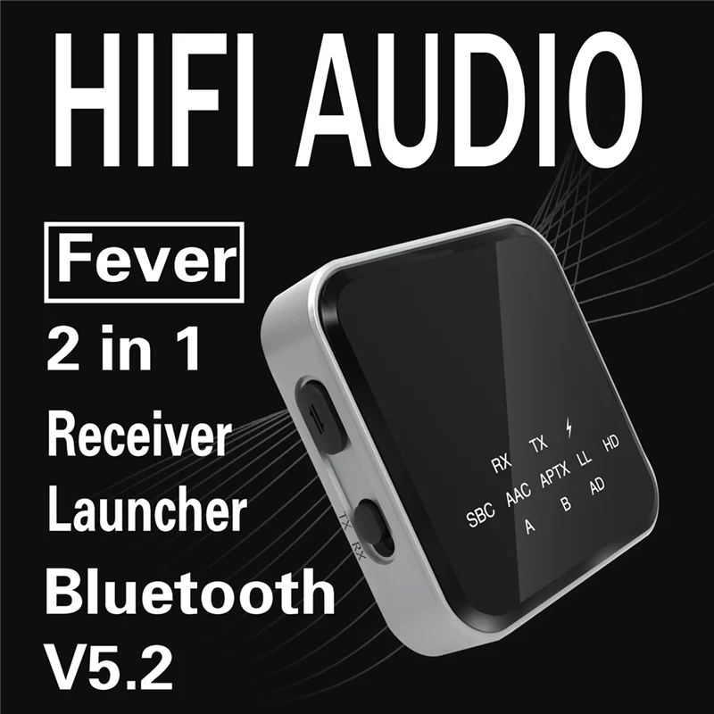 2 em 1 HiFi Bluetooth 5.2 HD Transmissor Receptor Sem Fio 3.5mm Adaptador Óptico AUX para Sistema Estéreo de TV de Carro