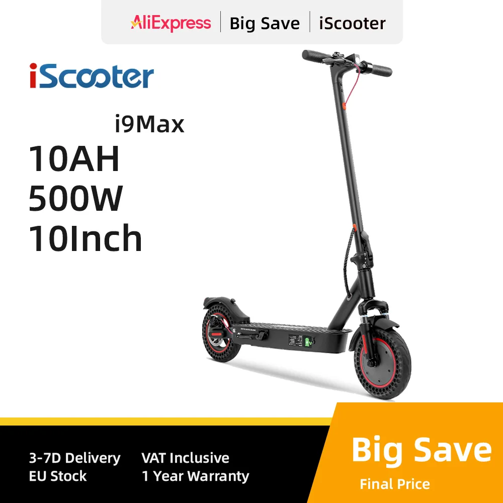 iScooter i9Max Electric Scooter 35km/h Adult Electric kick scooter E-Scooter 30-40 km 10